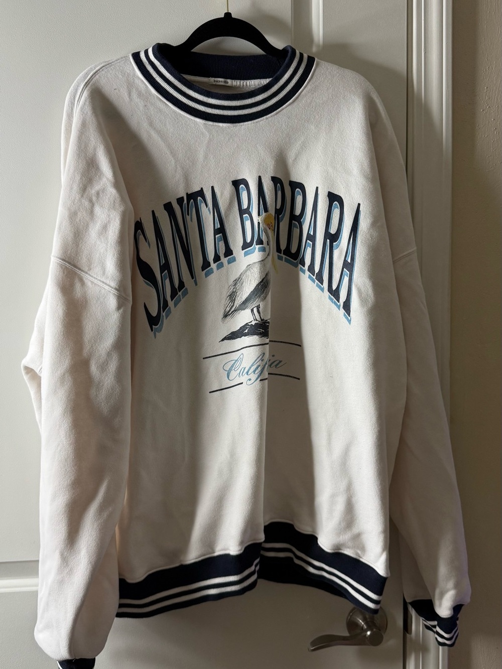 Santa Barbara Graphic Crewneck Sweater - White & Navy